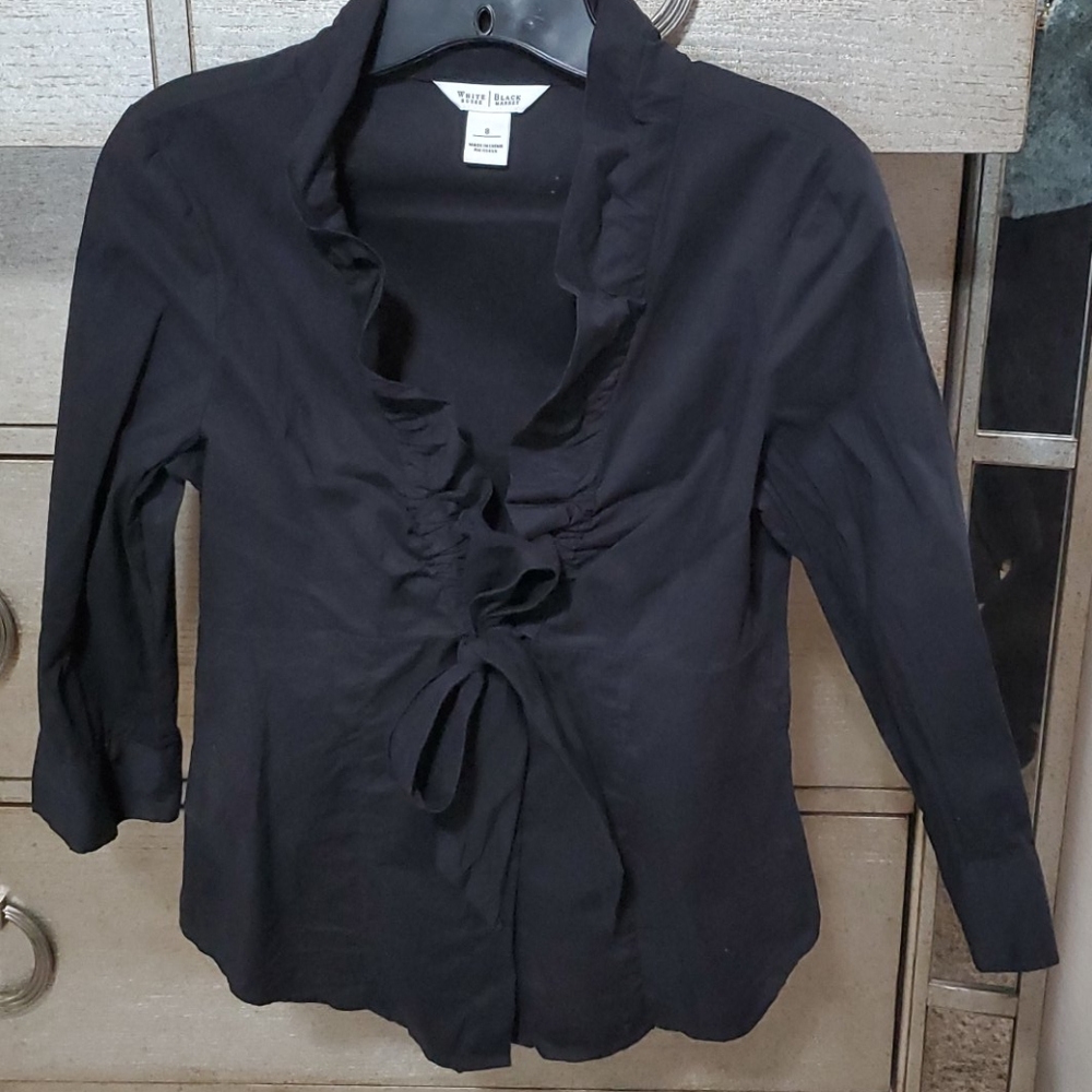 White House Black Market ruffle tie front blouse